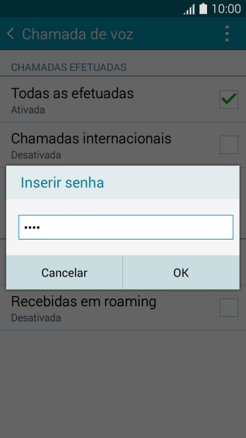 Digite sua senha de bloqueio, e pressione OK. Digite sua senha de bloqueio, e pressione OK.