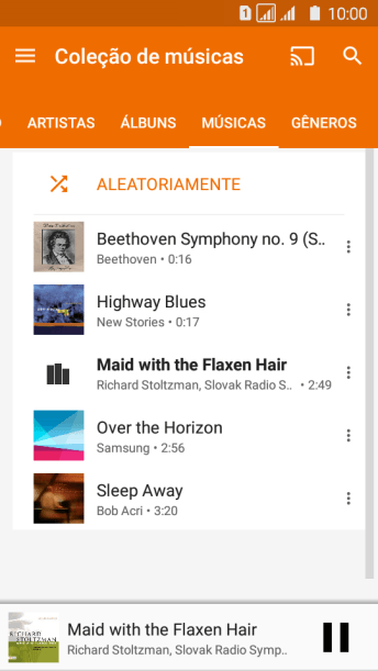 Pressione o título da música abaixo na tela. Pressione o título da música abaixo na tela.