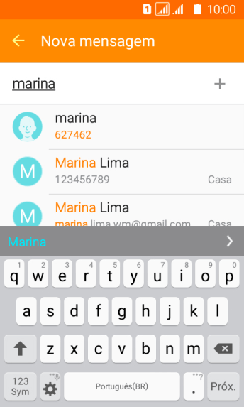 Pressione o contato desejado. Pressione o contato desejado.