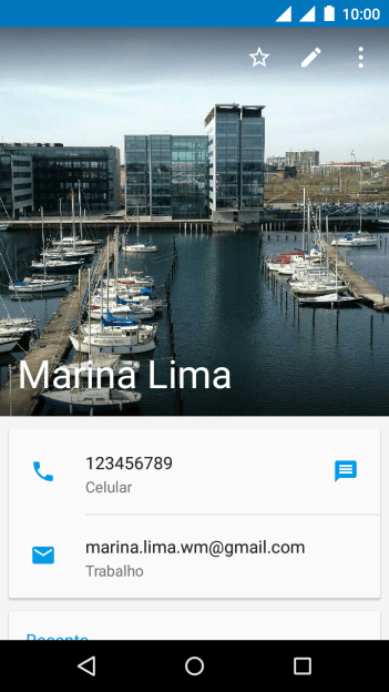 Pressione o ícone de redigir o contato. Pressione o ícone de redigir o contato.