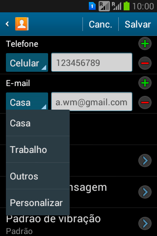 Pressione o tipo de e-mail desejado. Pressione o tipo de e-mail desejado.