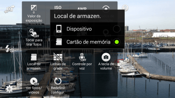 Pressione Dispositivo para salvar as fotos na memória do celular. Pressione Dispositivo para salvar as fotos na memória do celular.
