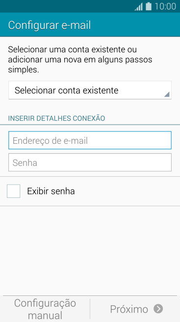 Pressione Endereço de e-mail, e digite o endereço de e-mail. Pressione Endereço de e-mail, e digite o endereço de e-mail.