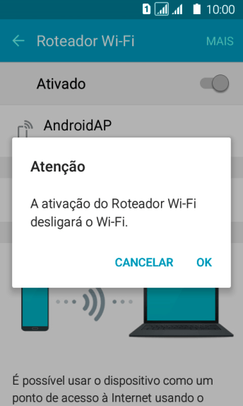Se o Wi-Fi estiver ativado você deve pressionar OK. Se o Wi-Fi estiver ativado você deve pressionar OK.