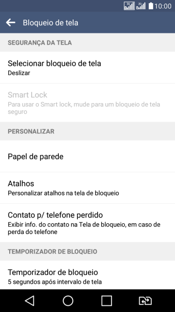 Pressione Selecionar bloqueio de tela. Pressione Selecionar bloqueio de tela.