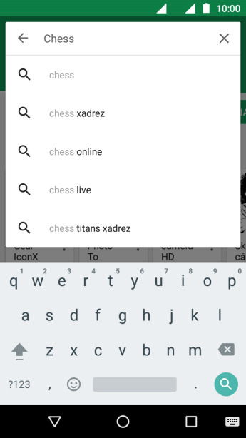 Insira o nome ou assunto do app desejado, e pressione o ícone de busca. Insira o nome ou assunto do app desejado, e pressione o ícone de busca.