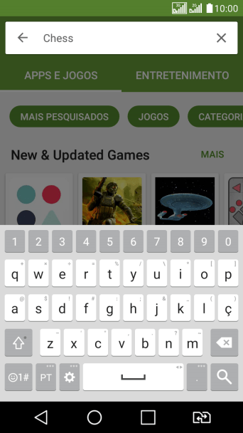 Insira o nome ou assunto do app desejado, e pressione o ícone de busca. Insira o nome ou assunto do app desejado, e pressione o ícone de busca.