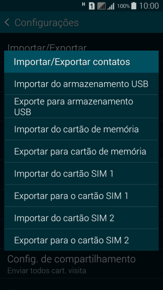 Pressione Importar do cartão SIM ‹›. Pressione Importar do cartão SIM ‹›.