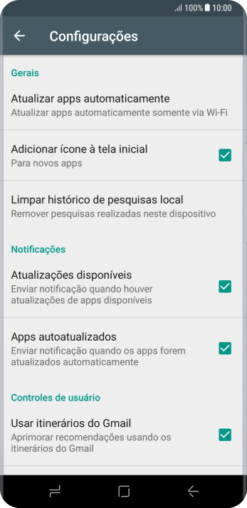 Pressione Atualizar apps automaticamente. Pressione Atualizar apps automaticamente.