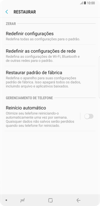 Pressione Restaurar padrão de fábrica. Pressione Restaurar padrão de fábrica.