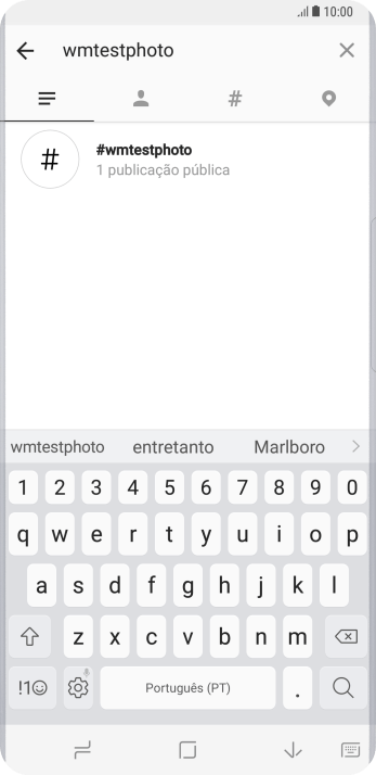 Pressione o hashtag desejado, e navegue até o post desejado. Pressione o hashtag desejado, e navegue até o post desejado.
