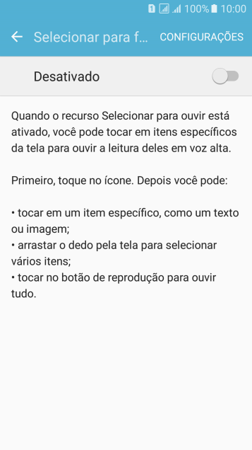 Pressione o indicador para ativar a função. Pressione o indicador para ativar a função.