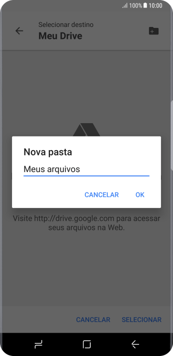Digite o nome da pasta desejada, e pressione OK. Digite o nome da pasta desejada, e pressione OK.