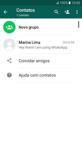 Pressione o ícone de busca, e digite as primeiras letras do nome do contato. Pressione o ícone de busca, e digite as primeiras letras do nome do contato.