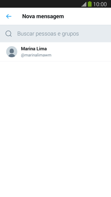 Pressione o campo de busca, e digite as primeiras letras do destinatário. Pressione o campo de busca, e digite as primeiras letras do destinatário.