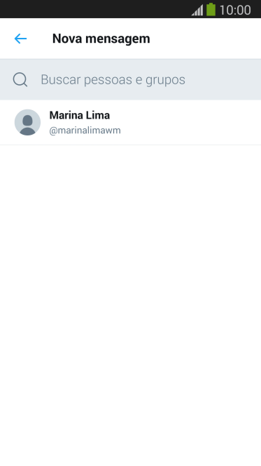 Pressione o campo de busca, e digite as primeiras letras do destinatário. Pressione o campo de busca, e digite as primeiras letras do destinatário.