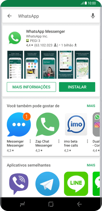 Pressione WhatsApp Messenger. Pressione WhatsApp Messenger.