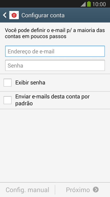 Pressione Endereço de e-mail, e digite o endereço de e-mail. Pressione Endereço de e-mail, e digite o endereço de e-mail.