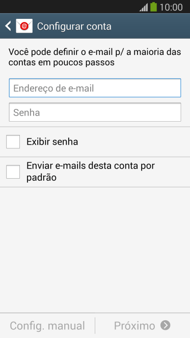 Pressione Endereço de e-mail, e digite o endereço de e-mail. Pressione Endereço de e-mail, e digite o endereço de e-mail.