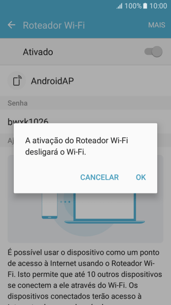 Se o Wi-Fi estiver ativado você deve pressionar OK. Se o Wi-Fi estiver ativado você deve pressionar OK.