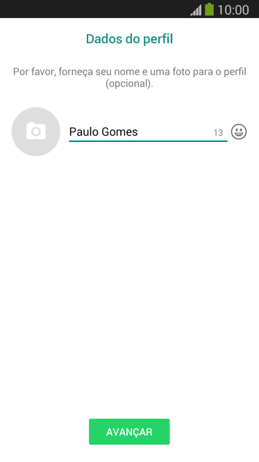Digite o nome do usuário, e pressione AVANÇAR. Digite o nome do usuário, e pressione AVANÇAR.