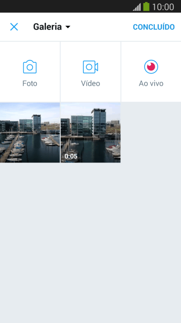 Pressione a foto ou o vídeo desejado. Pressione a foto ou o vídeo desejado.