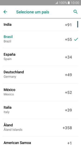 Pressione o país desejado. Pressione o país desejado.
