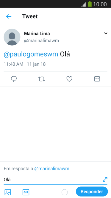 Escreva a resposta desejada, e pressione Responder. Escreva a resposta desejada, e pressione Responder.