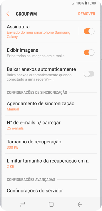 Pressione Agendamento de sincronização. Pressione Agendamento de sincronização.