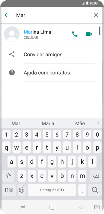 Pressione o ícone de chamada de voz para realizar uma chamada de voz para o contato. Pressione o ícone de chamada de voz para realizar uma chamada de voz para o contato.