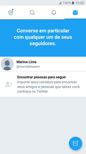 Pressione o ícone de nova mensagem. Pressione o ícone de nova mensagem.