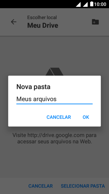 Digite o nome da pasta desejada, e pressione OK. Digite o nome da pasta desejada, e pressione OK.