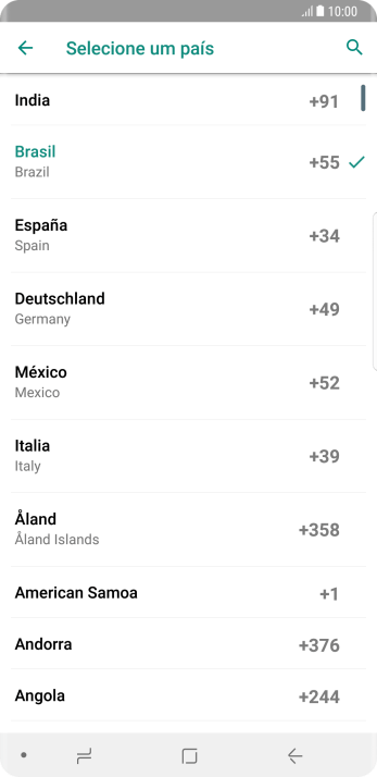 Pressione o país desejado. Pressione o país desejado.