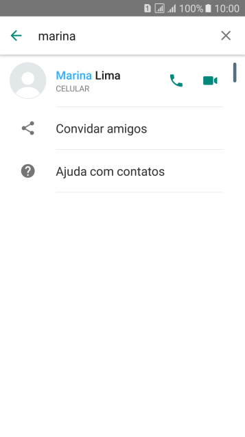 Pressione o ícone de chamada de voz para realizar uma chamada de voz para o contato. Pressione o ícone de chamada de voz para realizar uma chamada de voz para o contato.