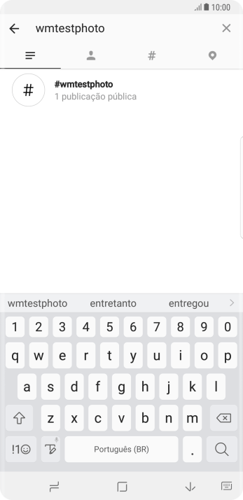 Pressione o hashtag desejado, e navegue até o post desejado. Pressione o hashtag desejado, e navegue até o post desejado.