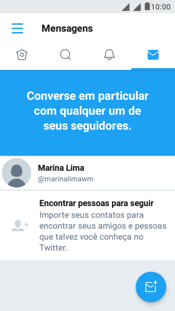 Pressione o ícone de nova mensagem. Pressione o ícone de nova mensagem.