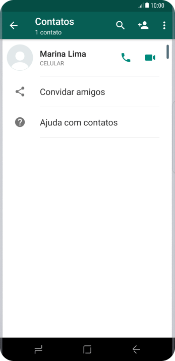 Pressione o ícone de busca, e digite as primeiras letras do nome do contato. Pressione o ícone de busca, e digite as primeiras letras do nome do contato.