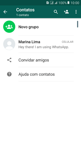 Pressione o ícone de busca, e digite as primeiras letras do nome do contato. Pressione o ícone de busca, e digite as primeiras letras do nome do contato.