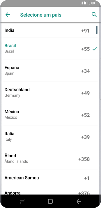 Pressione o país desejado. Pressione o país desejado.