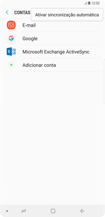 Pressione Ativar sincronização automática. Pressione Ativar sincronização automática.