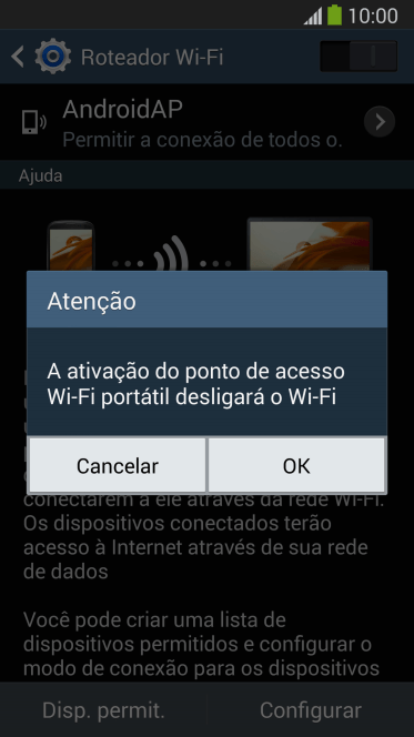 Se o Wi-Fi estiver ativado você deve pressionar OK. Se o Wi-Fi estiver ativado você deve pressionar OK.