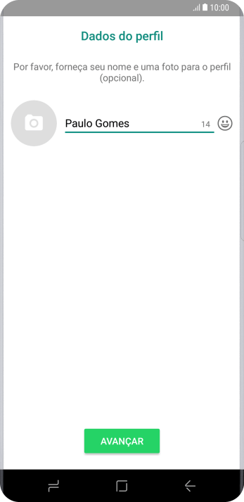Digite o nome do usuário, e pressione AVANÇAR. Digite o nome do usuário, e pressione AVANÇAR.