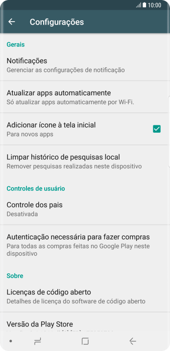 Pressione Atualizar apps automaticamente. Pressione Atualizar apps automaticamente.