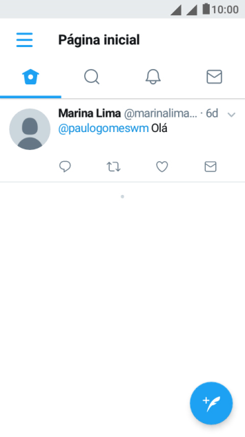 Pressione o ícone de novo tweet. Pressione o ícone de novo tweet.
