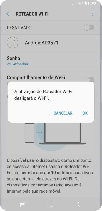 Se o Wi-Fi estiver ativado você deve pressionar OK. Se o Wi-Fi estiver ativado você deve pressionar OK.