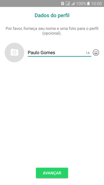 Digite o nome do usuário, e pressione AVANÇAR. Digite o nome do usuário, e pressione AVANÇAR.
