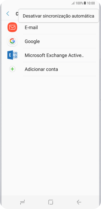 Pressione Desativar sincronização automática. Pressione Desativar sincronização automática.