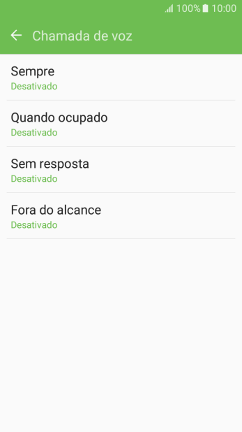 Pressione o tipo de encaminhamento desejado. Pressione o tipo de encaminhamento desejado.