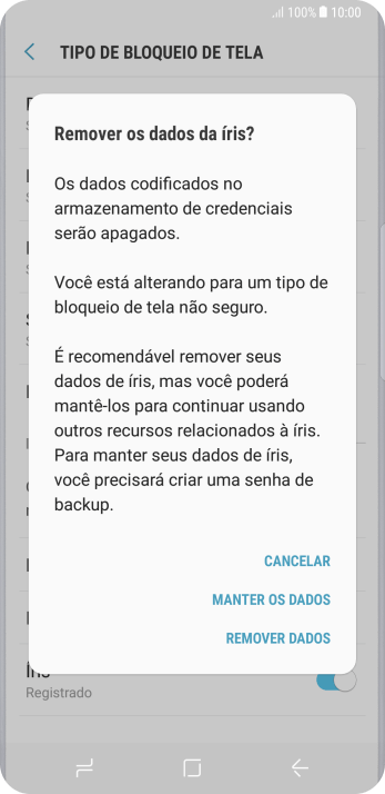 Pressione REMOVER DADOS. Pressione REMOVER DADOS.