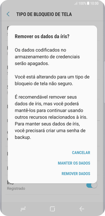 Pressione REMOVER DADOS. Pressione REMOVER DADOS.